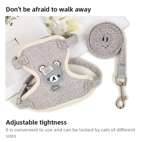 Cute Small Pet Harness & Leash set brand new in grey, adjustable breathable - Picture 6 of 14